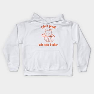 Life is great with cats Kids Hoodie